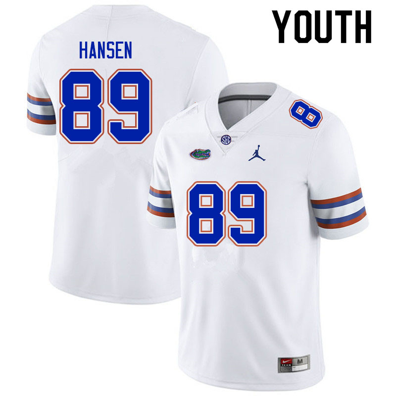 Youth #89 Hayden Hansen Florida Gators College Football Jerseys Sale-White - Click Image to Close